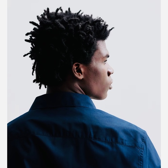 H&M button down mens navy blue Dress Shirt easy iron size small - Picture 10 of 11